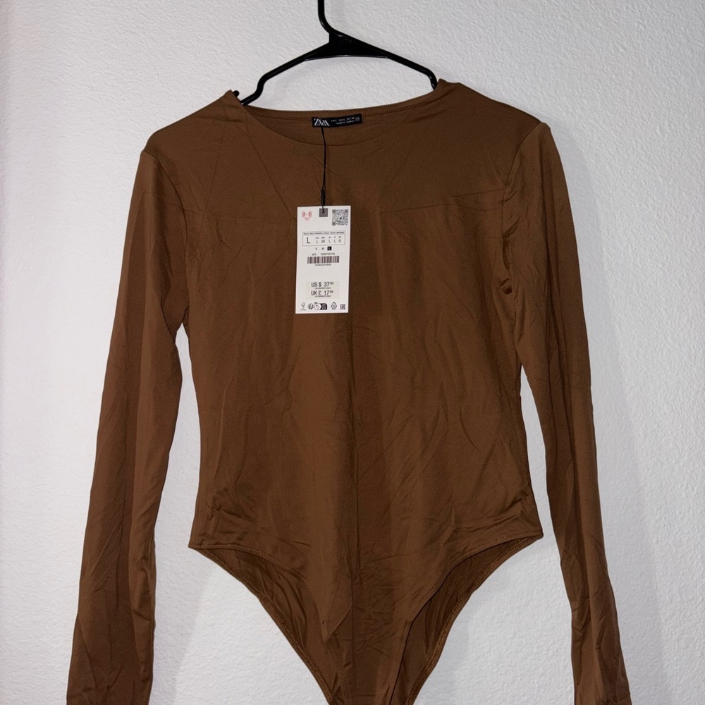 Zara Brown Long Sleeve Bodysuit